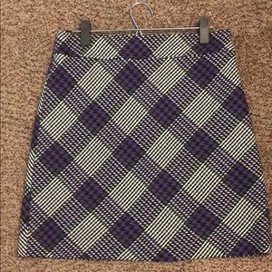 Loft plaid and herringbone print skirt